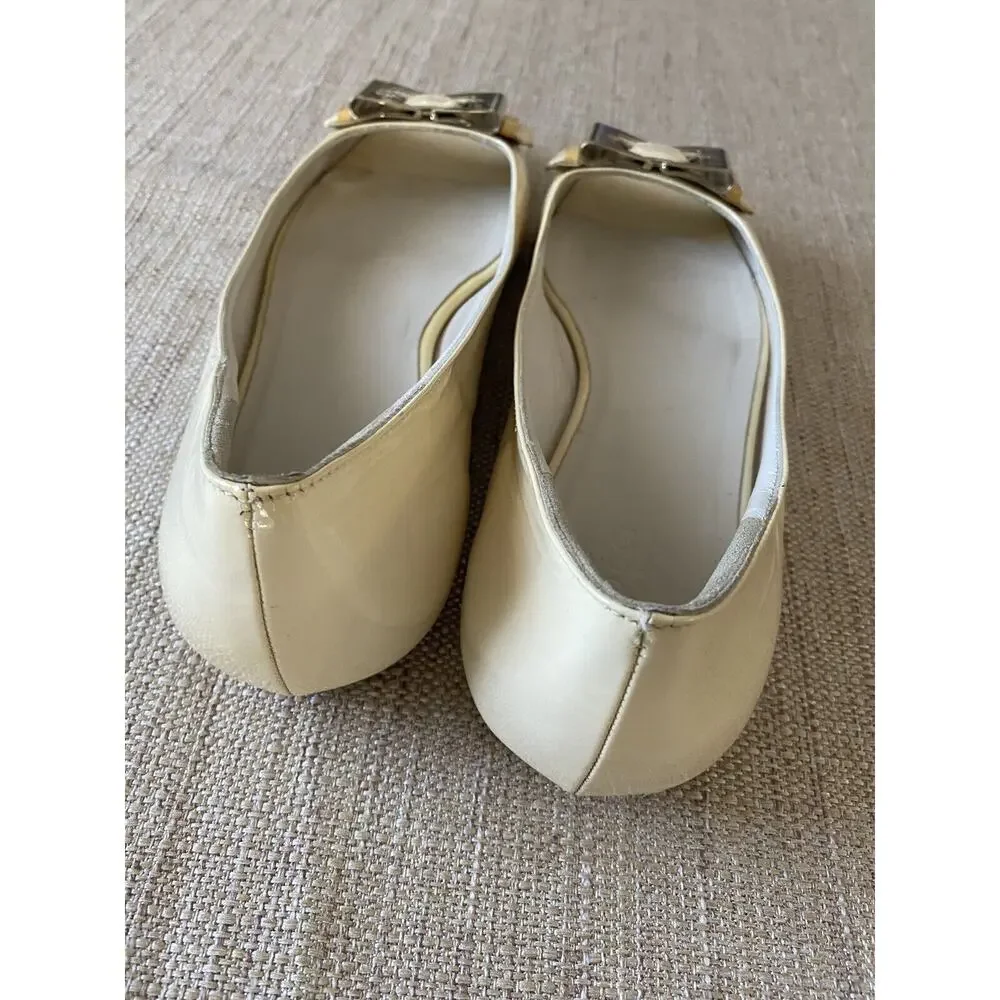 GUCCI patent leather flats open toes metal bow shoes Made In Italy 10.5 B - Picture 4 of 13